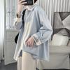 Camisa de Manga Larga de Seda de Hielo Estilo Frío para Hombre, Marca de Moda para Hombre, Diseño con Sentido de Costuras Bordadas, Camisa Nacional de Moda
