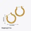 Pendientes Redondos de Acero Inoxidable de Lujo Ligero de Alta Gama Retro Versátiles de Moda Transfronteriza Pendientes de Temperamento para Mujer con Diseño de Nicho