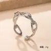 Nueva Cadena de Acero Inoxidable Anillo Abierto Moda Simple Prensado al Aceite Anillo Geométrico Resistente al Color Fábrica Mayorista