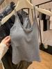 Camisola Decote U Metwo com Bojos, Estilo Verão Fino Que Pode Ser Usado Fora com Copas de Sutiã Embutidas