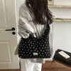 Bolso de hombro de estrellas, bolso de mano de lunares, bolsa de lona portátil a rayas blanco y negro estilo francés, bolsa de mano simple de gran capacidad