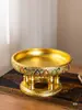 Bandeja de frutas de madera maciza estilo asiático con base alta, cesta de frutas decorativa para el hogar, bandeja de almacenamiento multicapa, bandeja redonda vintage para servir frutas secas