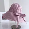 Sombrero de Cubo de Moda de Ala Ancha con Lazo Sencillo para Mujer, Nuevo Sombrero de Tela Versátil Casual de Verano con Protección Solar