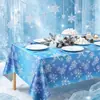 Mantel de copo de nieve azul degradado de Amazon transfronterizo, plástico PE desechable, suministros de decoración para fiesta de nieve navideña