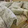 Conjunto de cama simples de outono e inverno de algodão puro escovado de quatro peças, capa de edredom espessa 100% algodão e um conjunto de lençóis de três peças luxuoso e de alta qualidade