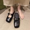Baotou Half Slippers Feminino Outer Wear Primavera e Verão 2025 Novos Sapatos Muller Flat Slip-on Elegantes Sapatos Mary Jane para Mulheres