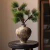 Estilo Wabi-Sabi Retrô Cerâmica Vasinho Novo Estilo Chinês Alto Padrão Sala de Estar Hotel Pote de Cerâmica Dispositivo para Arranjo de Flores Tai Su