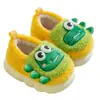 Zapatillas de Algodón Felices Mary Baby para Niños Dibujos Animados de Dinosaurios Zapatos Peludos de Interior Talón con Bolsa de Terciopelo Adicional Zapatos de Algodón para Niños