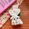 Corea del Sur lindo niños grande tela algodón cuadros enchufe algodón animal de dibujos animados cabeza pato clip corbata de moño aro grande para el pelo