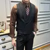 Chaleco de Traje de Doble Botonadura para Hombre, Chaleco de Color Sólido Ajustado para Negocios Casual, Chaleco de Traje de Doble Botonadura para Hombre