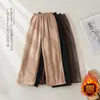 Pantalones anchos de algodón y lino gruesos para otoño e invierno, estilo artístico único, pantalones largos casuales holgados, pantalones únicos de lino para mujer