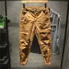 Pantalones casuales Taitao retro americano costuras personalizadas overol de moda marca de moda masculina tobillo atado corte ajustado pantalones casuales versátiles