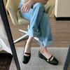 Zapatos de Moda Estilo Celebridad de Internet para Mujer Zapatos de Cuero de Suela Gruesa Francesa Punta Redonda Tacón Grueso Zapatos Mary Jane para Mujer 2024 Nuevo Estilo de Primavera