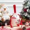 Bolsa de lona para regalo de Navidad con logo personalizado, bolsa con cordón para fiestas, bolsa de mano para almacenamiento, decoración