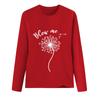 Sudadera Holgada Estampada de Primavera 2023 Cuello Redondo Manga Larga de Algodón Base Fresca Dulce Manga Larga Negra