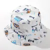 Suministro Transfronterizo de Sombrero de Cuenca con Estampado de Excavadora de Dibujos Animados para Niños, Sombrero de Sol de Verano para Playa, Sombrero de Algodón Puro para Pesca y Protección Solar, Bebé