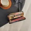 Carteira Grande Porta-Cartões Longa com Zíper Europeia e Americana Feminina Carteira de Armazenamento Portátil Clutch Simples em PU Embossado