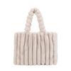 Bolsa de Pelúcia para Mulheres, Estilo Coreano Outono e Inverno, Bolsa de Ombro Casual com Listras Verticais, Grande Capacidade, Bolsa Tote Doce, Bolsa Tote de Grande Capacidade