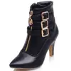 Botas com Fivela Femininas, Botas Curtas Tamanho Grande, Tamanhos 40-45, Botas Romanas Bico Fino, Outono/Inverno Feminino 9-8