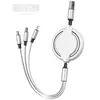 Cable de datos retráctil de uno a tres, macarrón, carga rápida, cable de carga tres en uno, fabricante puede imprimir logotipo para regalo al por mayor