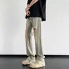Pantalones casuales de verano para hombre, estilo retro americano, rasgados, de moda, transfronterizos, 2026, jeans de pierna recta ligeramente acampanados para jóvenes