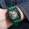 Barril de Vino Richard Hollow Moda Reloj para Hombre Reloj para Hombre Correa de Silicona Reloj de Pulsera Reloj de Cuarzo Al por Mayor