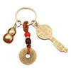 Moneda de Cobre de los Cinco Emperadores Calabaza Pixiu Llave de Tesoro Abierto Colgante Accesorios de Colgante con Cuerda Tendencia Versátil Llavero para Siempre