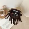 Bolso Casual de Un Hombro Color Sólido Personalidad Remaches Bolsita para Teléfono Color Sólido Borlas Estilo Bohemio Bolso Cruzado