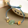 Pulseira com Fivela de Segurança Encaixável para Meninas Design de Nicho Ins Pulseira de Jade Hetian Pérola Trançada Melhor Presente para Amiga