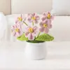 Plantas em Vasos de Miosótis Crochê Feitas à Mão, Presentes de Dia das Mães para Idosos, Vasinhos de Flores Pequenas, Flores em Vasos Atacado Direto da Fábrica