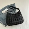 2025 Moda Otoño e Invierno Bolso de Algodón Plisado Estilo Coreano Gran Capacidad Bolso de Hombro Casual Ropa de Trabajo Bolso Tote Cruzado