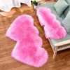 Tapete de pelúcia fofo multicolorido de pelo longo, formato de coração de pele sintética, coração de amor, coração duplo, duas pessoas, casal, hotel, celebração de casamento