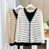 Outono novo 200kg menina gordinha plus size moda feminina pequeno estilo listra costura falso duas peças casaco de malha 5077
