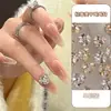 Arte de uñas acabado sin base con pedrería clásica de bola redonda para decoración de la punta de los dedos, accesorios de uñas de cristal color champán de alta transparencia