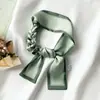 Lenço de Seda Cor Sólida Estilo Hepburn de Verão, Lenço Longo para Mulheres com Toque de Luxo, Versátil para Amarrar nos Pulsos, Bolsas e Rabos de Cavalo