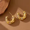 Estilo Popular Europeu e Americano Brincos de Aço Inoxidável de Alta Qualidade em Ouro 18K com Design Único e Joia Argola de Pérola