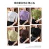 Playera de manga media Mujer 2025 Primavera Mujer Temperamento Cuello Playera de manga media Elástica Ajustada Top