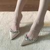 Nuevos Tacones Altos de Aguja con Pedrería de Punta para Otoño 2024 para Mujer para Usar con Sandalias tipo Mules