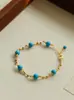 26ª Colección de Primavera Cielo Estrellado Turquesa Artificial Facetada Cadena de Cuentas Collar Pulsera de Cadena de Cuentas Turquesa Azul Versátil Vintage