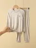 Pijama Infantil de Modal Primavera e Outono Conjunto de Roupa Íntima Fina para Meninos Mais Velhos Roupa de Casa Conjunto de Roupa Íntima Térmica para Meninos