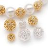 Chapado en Oro Real de 18K Color Plata Grueso Conservante del Color Zirconio Calado Flor Bola Espaciador Colgante Colgante Pulsera DIY Accesorios de Joyería