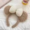 Tiara de Pelúcia com Laço e Bolinhas Estilo Coreano da Disney para Meninas, Adorável Faixa de Cabelo de Desenho Animado para Lavar o Rosto Infantil, Acessório de Cabelo