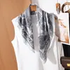 Pañuelo Cuadrado de Doble Cara Bicolor con Patrón de Espiga 65 para Mujer, Estilo Retro Francés Sencillo, Accesorio Elegante, Pequeño Pañuelo de Cuello de Moda