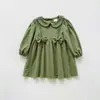 Vestido Infantil con Cuello de Lazo y Adorno de Encaje 2026 Otoño Dulce Manga Larga Falda de Princesa Falda para Niños