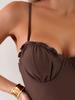 Traje de Baño Enterizo Nuevo Europeo y Americano 2025 Push-Up Sexy Adelgazante Todo en Uno Encaje Color Puro Traje de Baño de Exportación de Amazon