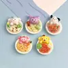 Platos de Cena de Animales Brillantes de Dibujos Animados, Accesorios de Resina de Cachorro y Gatito, Funda para Teléfono de Pegamento de Crema DIY, Pasador de Pelo, Decoración de Flor para Zapatos