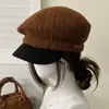 Boina tejida de estilo británico vintage para mujer, de alta calidad, moderna, versátil gorra de plato, circunferencia de cabeza grande, sombrero artístico de pintor
