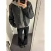 Cardigan de Punto Gris con Capucha y Cremallera Estilo Perezoso Top Elegante para Mujer Otoño e Invierno Nuevo Estilo Suéter con Cremallera de Manga Larga