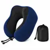 Almofada de pescoço de espuma de memória para viagem Amazon, travesseiro de suporte para pescoço em forma de U, portátil e dobrável para aviões
