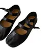 Zapatos Mary Jane de piel de oveja, bailarinas de punta dividida para mujer, zapatos cómodos de cuero, zapatos de un solo color de punta baja